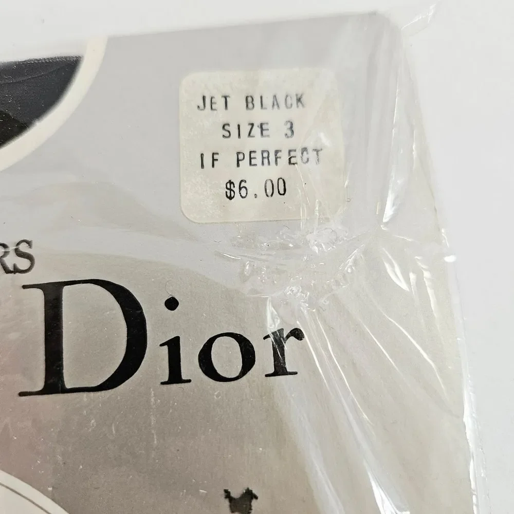 Vintage Christian Dior Control Top UltraSheer Sandalfoot Pantyhose Jet Black 3